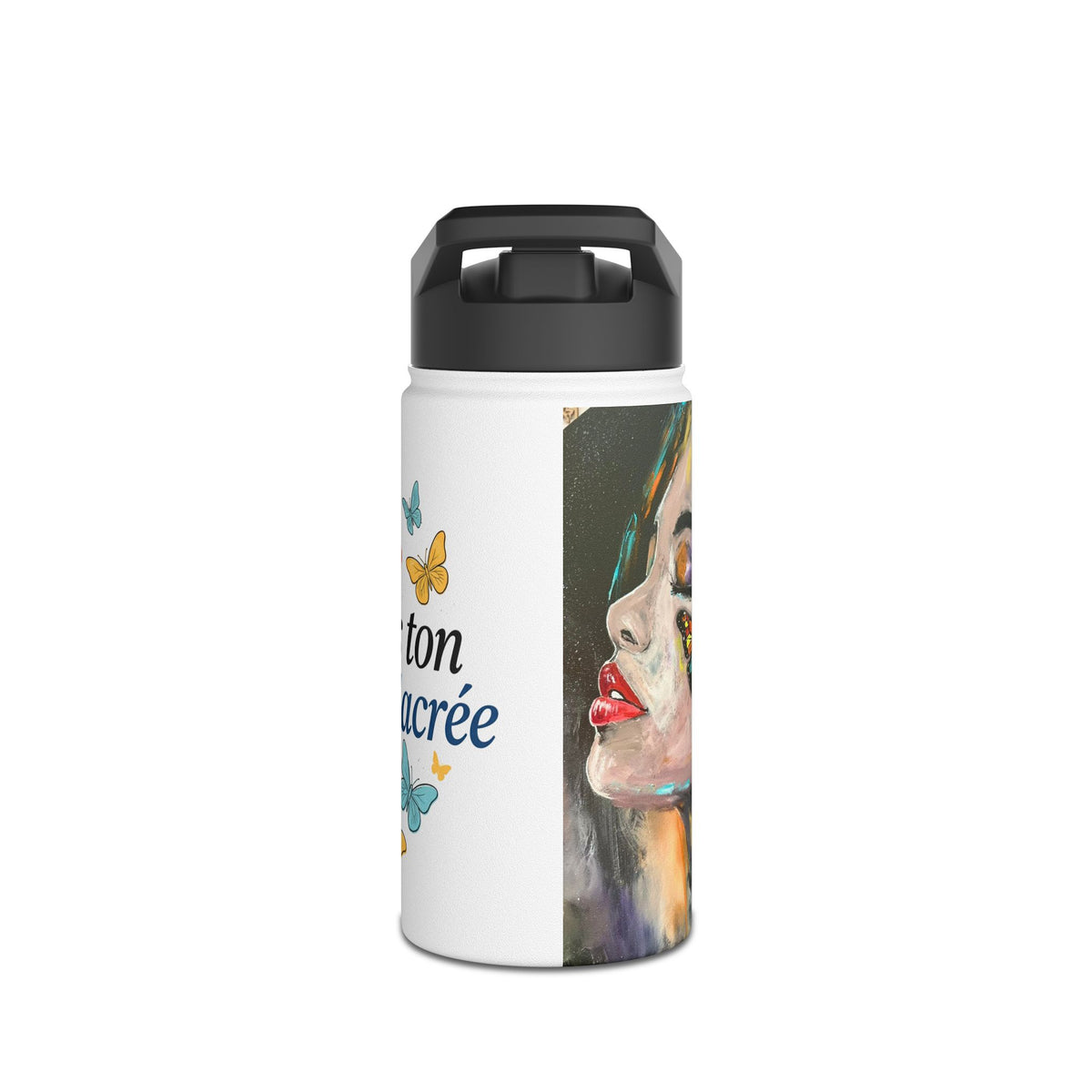 Bouteille d'eau en acier inoxydable — Bouteille en acier inoxydable "Espace Sacrée " à motif papillon