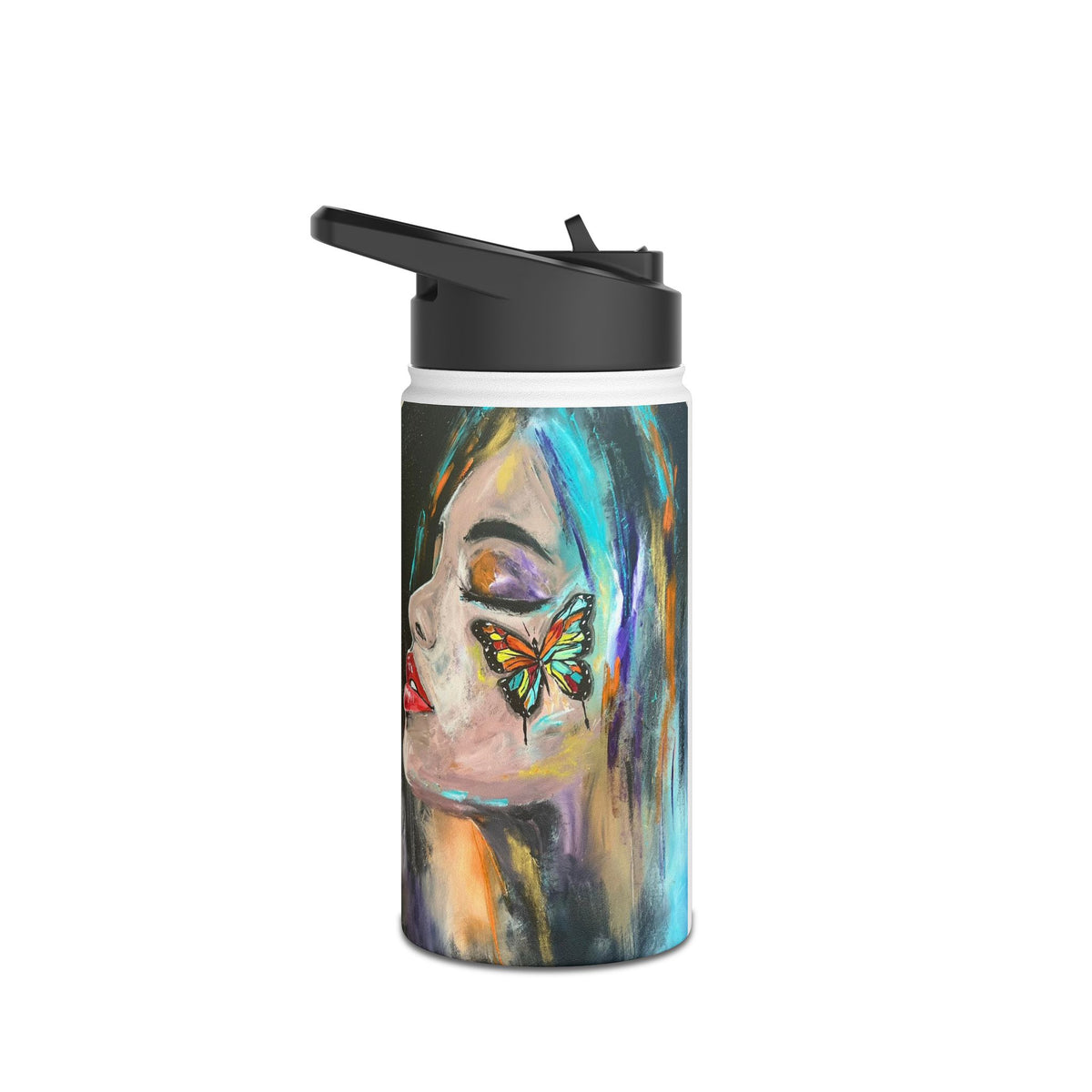 Bouteille d'eau en acier inoxydable — Bouteille en acier inoxydable "Espace Sacrée " à motif papillon
