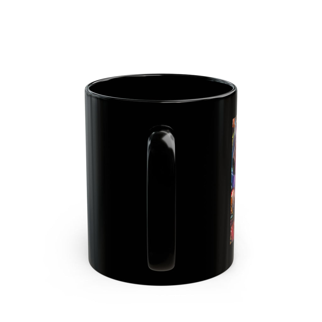 Mug en céramique noire - Oeuvre « Souveraine en Son Temple », motif blason doré (325 ml, 445 ml)