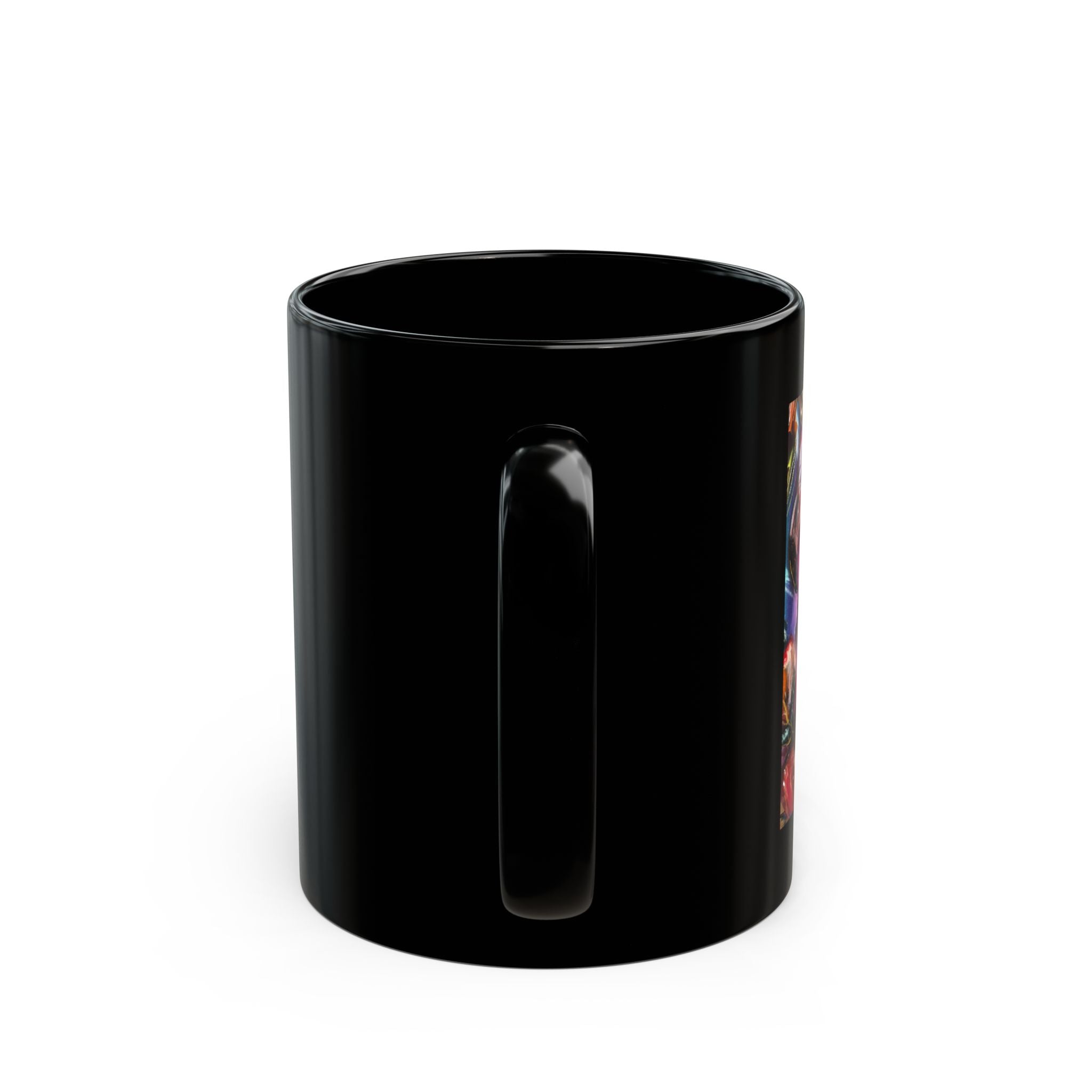 Mug en céramique noire - Oeuvre « Souveraine en Son Temple », motif blason doré (325 ml, 445 ml)