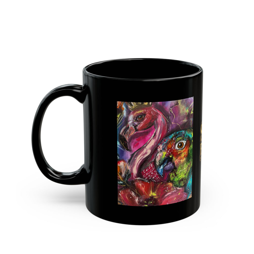 Mug en céramique noire - Oeuvre « Souveraine en Son Temple », motif blason doré (325 ml, 445 ml)