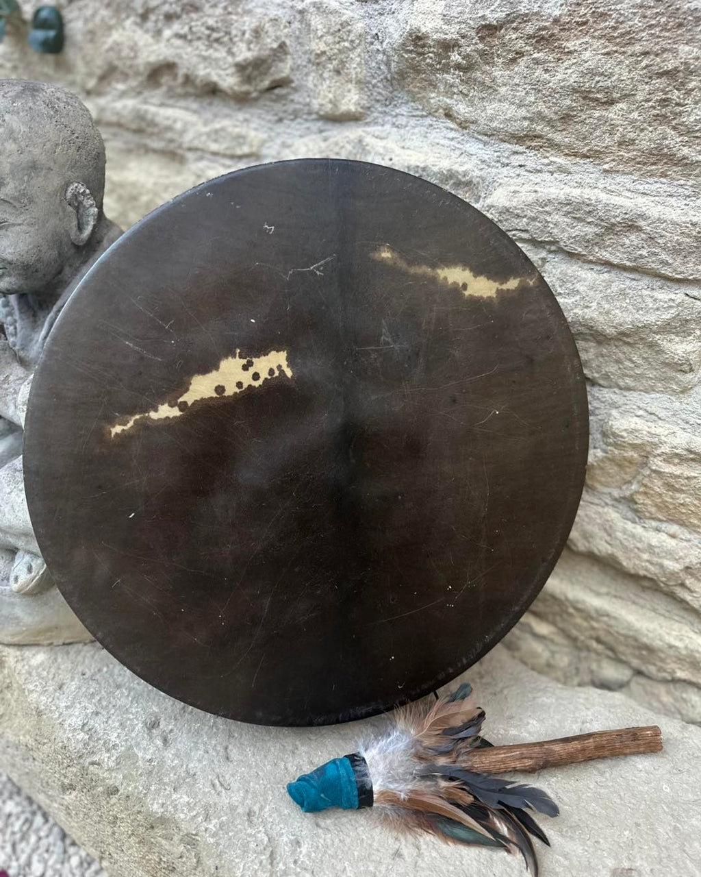 Tambour Hors des Pistes - peau de Cheval et bois de Chêne rouge 45 cm