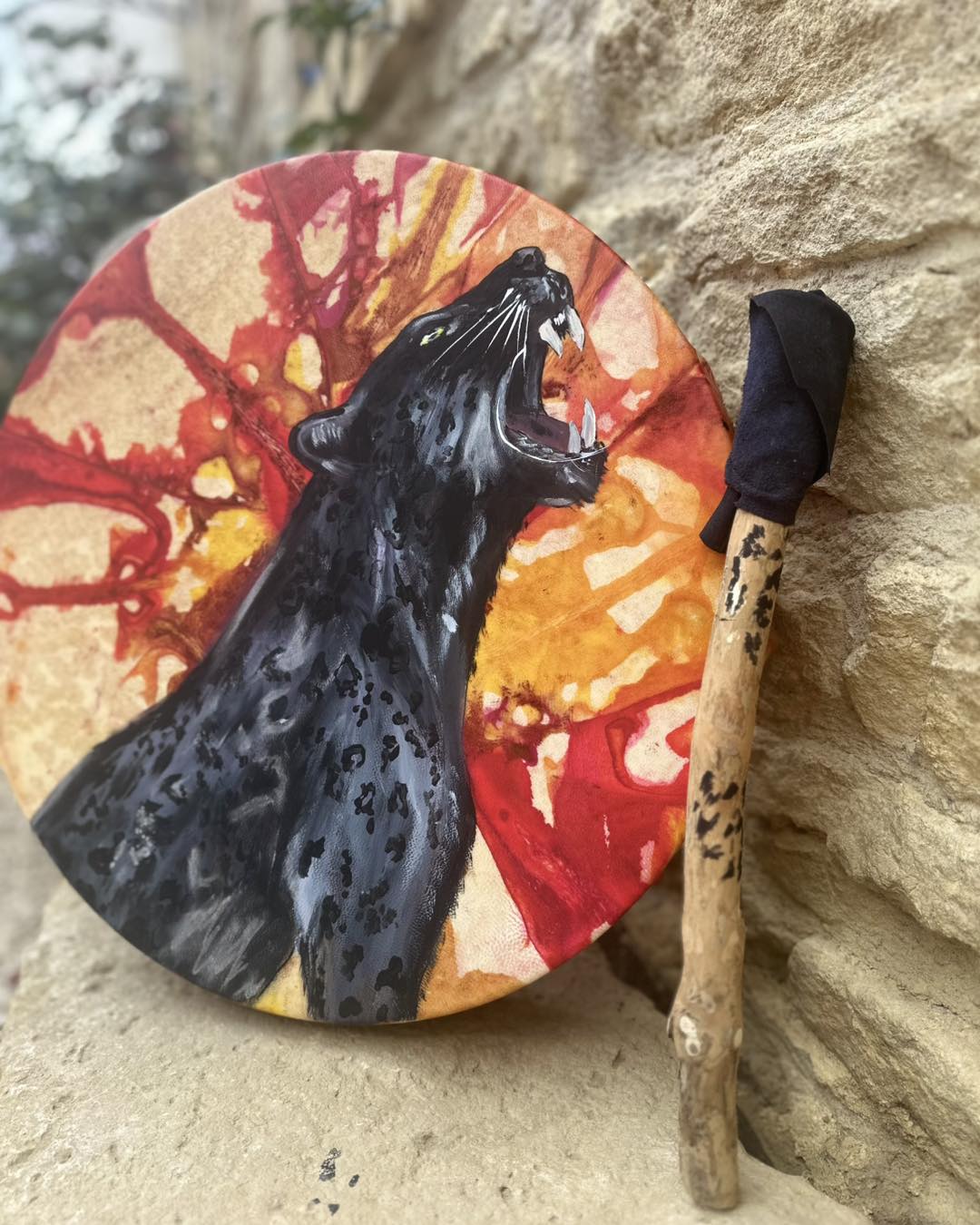 Instinct Tambour 45 cm Bouc et Noyer