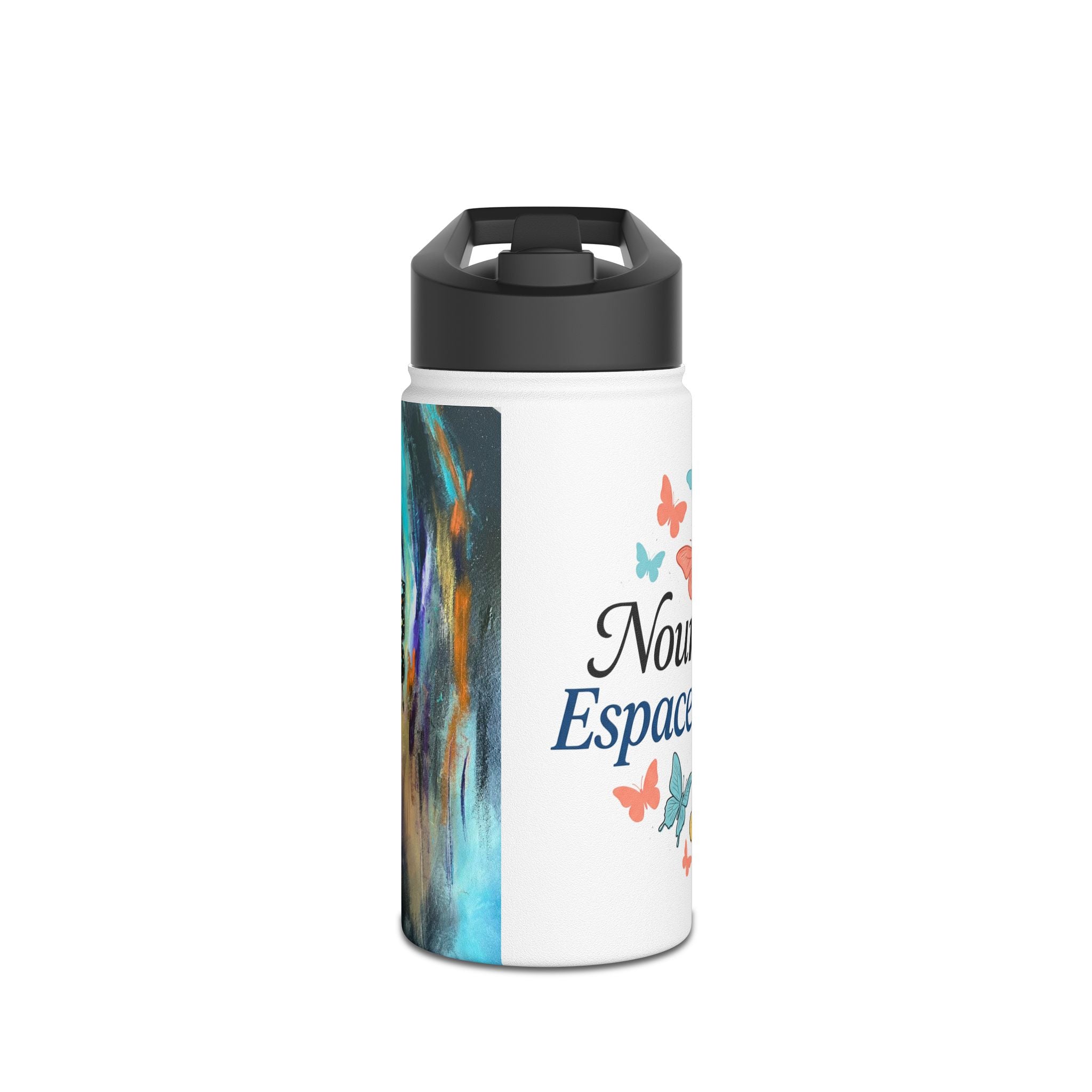 Bouteille d'eau en acier inoxydable — Bouteille en acier inoxydable "Espace Sacrée " à motif papillon